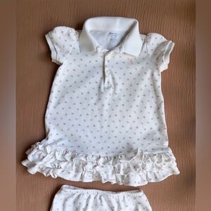 Ralph Lauren Baby Dress Set - White with Pink Floral